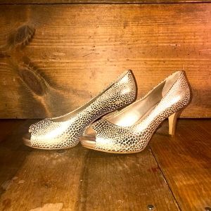 Antonio Melani Peeptoe Snakeskin Heels